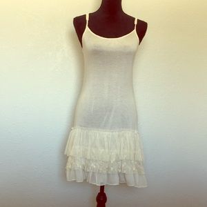 Light pink long tank w/ ruffles